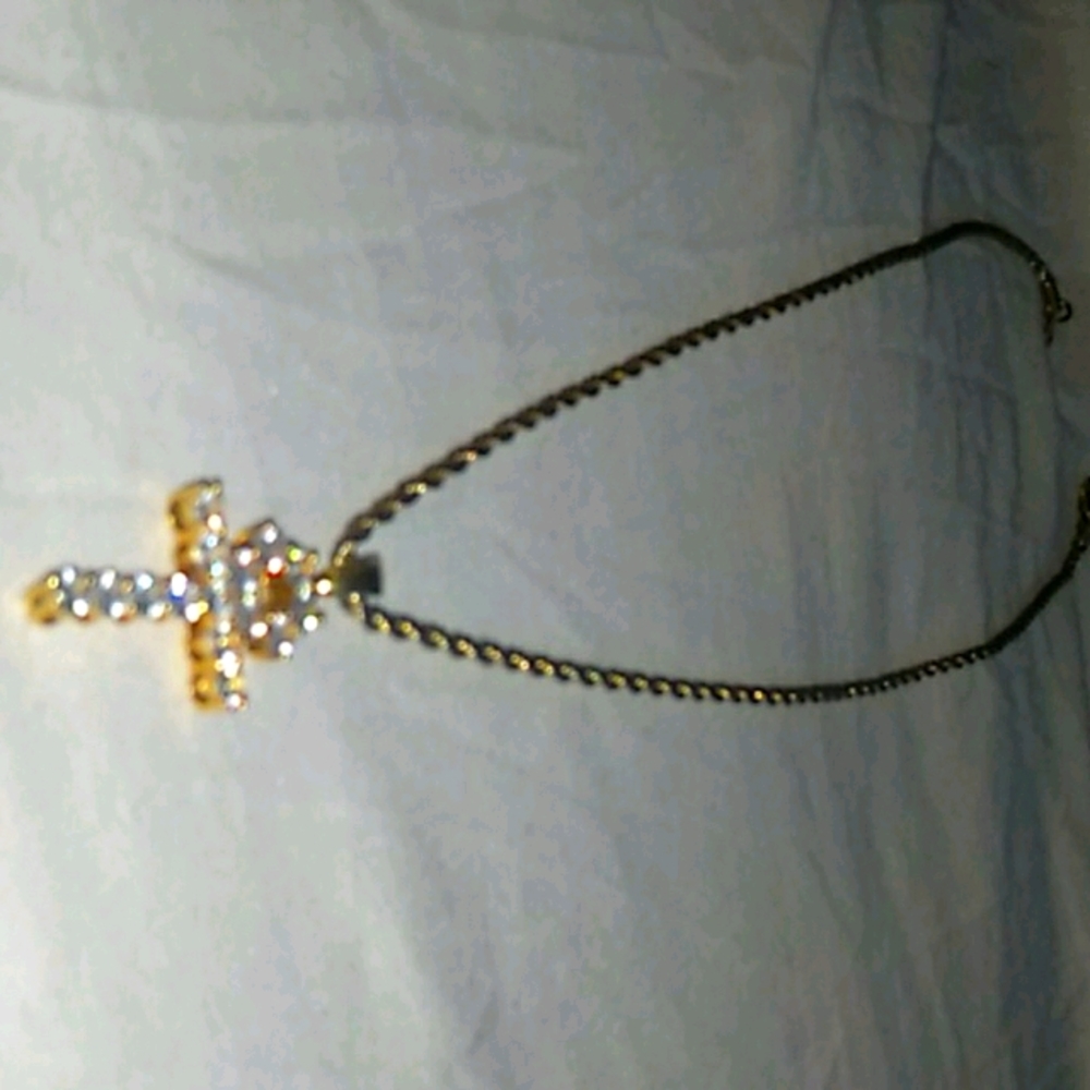 18K Cuban Chain and 18K Ankh Cross Pendant